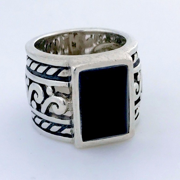 Silpada Vintage RARE Sterling Silver Black Onyx Filigree Scroll Ring - Picture 4 of 7
